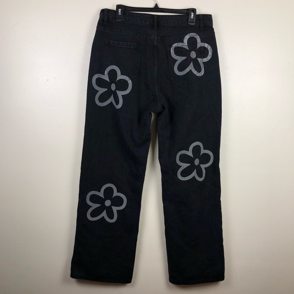Romwe Flower Print Black Jeans - Picture 4 of 5